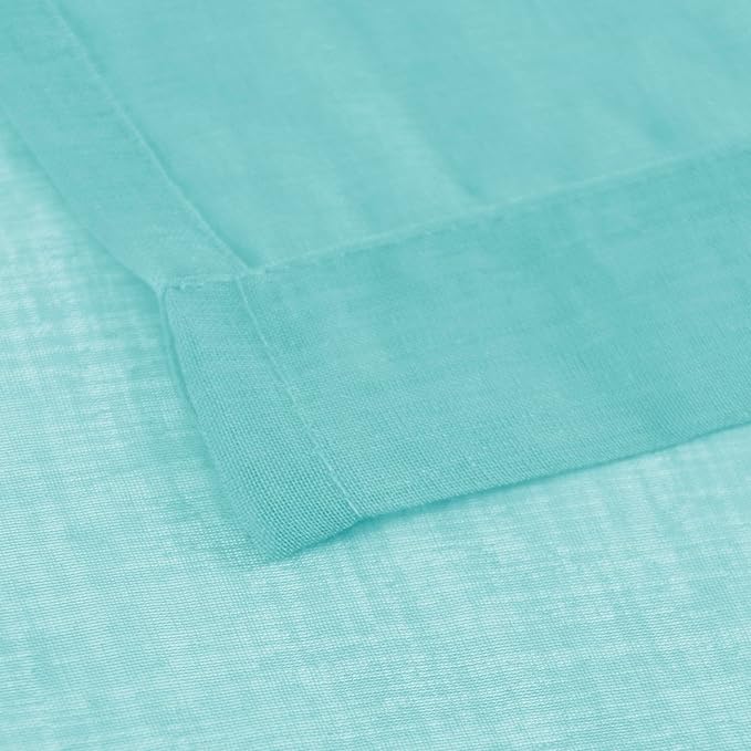 DWCN Aqua Sheer Curtains Semi Transparent Voile Rod Pocket Curtains for Bedroom and Living Room, 52 x 63 inches Long, Set of 2 Panels