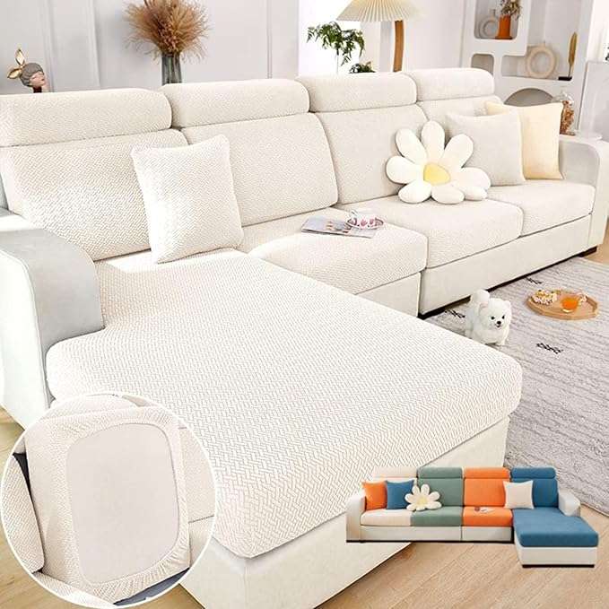Soothing Home Sofa Covers, Sofa Hero Covers, Wear-Resistant Universal Couch Covers Washable Stretch Sectional Couch Cushion Covers (White,Headrest Cover)