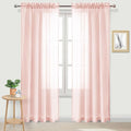 DWCN Blush Pink Sheer Curtains Semi Transparent Voile Rod Pocket Curtains for Bedroom and Living Room, 52 x 84 inches Long, Set of 2 Panels