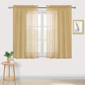 DWCN Taupe Sheer Curtains Semi Transparent Voile Rod Pocket Curtains for Bedroom and Living Room, 52 x 45 inches Long, Set of 2 Panels