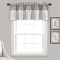 Lush Decor Linen Button Farmhouse Valance Curtians 84"W x 18"L Gray & Off White - Linen Valances For Windows - Kitchen Curtains Valances