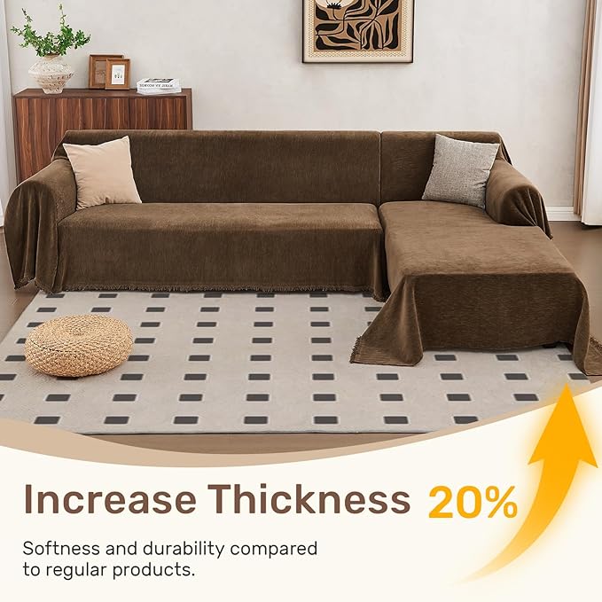 Sectional Couch Covers, 2 Pieces Washable L Shaped Couch Covers Sofa Blanket for Dogs Pet Friendly Sectional Sofa Slipcovers Furniture Covers,71"x 118"+ 71"x 118",(XX-Large,Coffee)