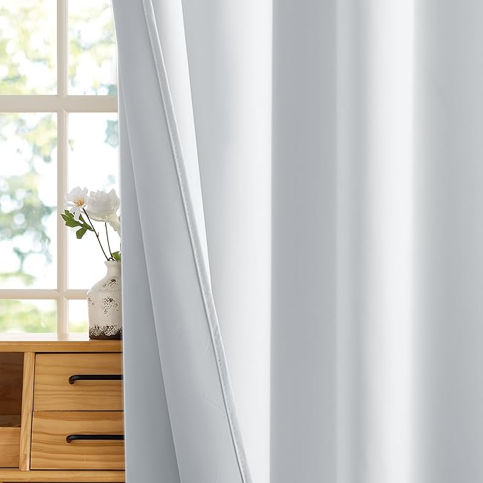 RYB HOME White 100% Blackout Curtains, Short Thermal Insulated Heat & UV Blocking Total Room Darkening Privacy Drapes for Small Window, Width 42 by Length 36, White, 2 Panels