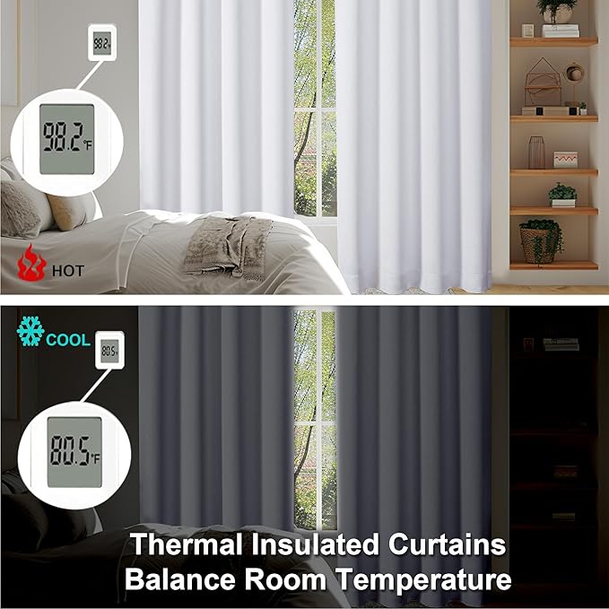 Simplebrand Ava Pure White Curtains for Bedroom 90 Inches Long 2 Panels Set, Light Filtering Window Treatment, Room Darkening Curtain, Soft Casual Rod Pocket Privacy Drapes, W50 x L90 Inch