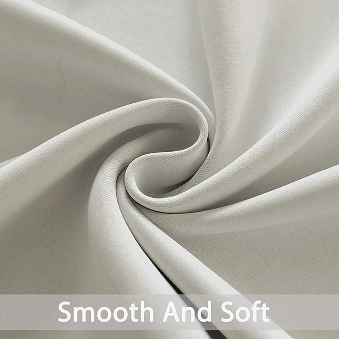 Yakamok Blackout Curtains Room Darkening Thermal Insulated Window Panels,Solid Grommet Top Drapes for Bedroom/Living Room(62Wx96L, Light Beige, 2 Panels)