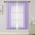 Sheer Lavender Curtains for Bedroom Living Room 63 Inch Length 2 Panels, Airy Soft Light Filtering Sheer Dining Room Curtains, Modern Rod Pocket Drapes, Lavender, Each 42" Wx63 L Inches