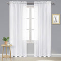 DWCN White Sheer Curtains 102 inches Long, Elegant Living Room Voile Window Curtain Panels, Rod Pocket Solid Color Window Treatments for Patio/Sliding Door/Wedding, 2pcs, Each W52 x L102