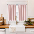 RYB HOME 100% Blackout Short Curtains for Small Window, Thermal Insulated Total Room Darkening Noise Reducing Curtains for Kitchen Bathroom Basement, 52 inches Wide by 36 inches Long, Baby Pink