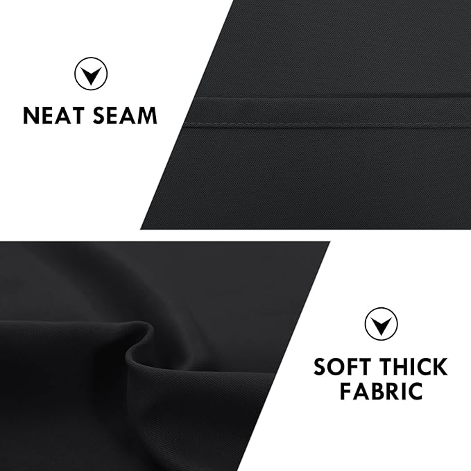 DWCN Blackout Curtains Room Darkening Thermal Insulated Bedroom Curtains Window Curtain Panels, 52 x 45 inches Long, Set of 2 Black Rod Pocket Drapes