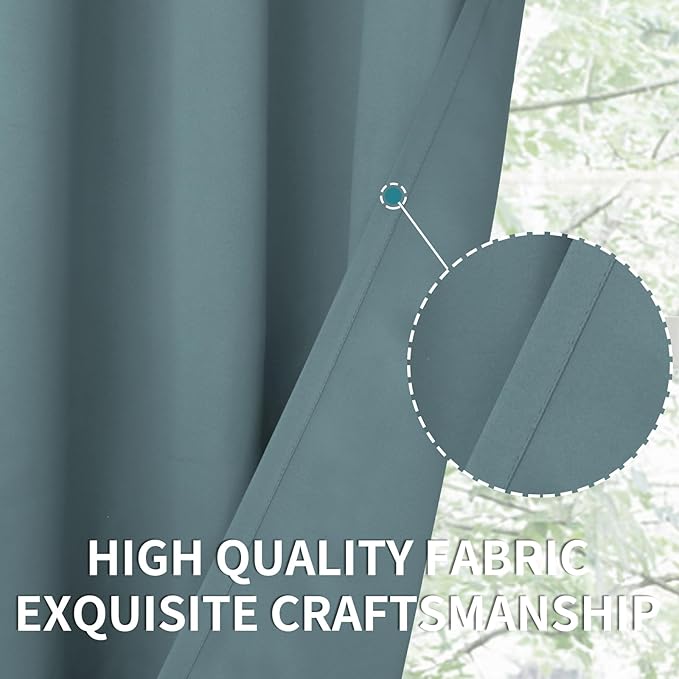 BGment Room Darkening Curtains 45 Inches Long - Grommet Thermal Insulated Drapes Window Treatment Curtains for Bedroom, 2 Panels, 38 x 45 Inch, Stone Blue