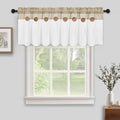 FRAMICS Farmhouse Valance Curtains, Boho Cotton Linen Kitchen Valance, Rustic Button Window Valances for Kitchen, Country Rod Pocket Valances for Windows Bathroom, Linen and White, 52 x 18 Inch