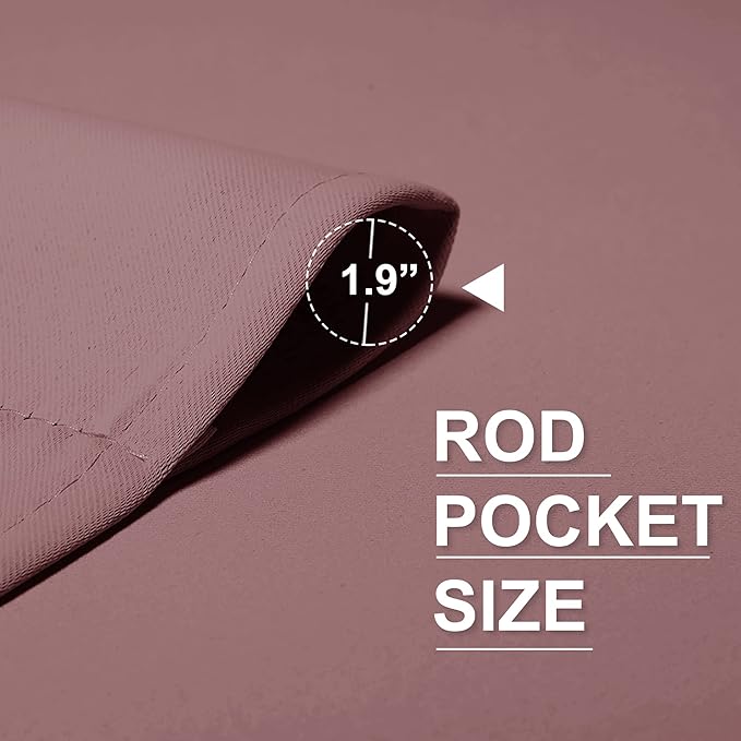 RYB HOME Short Blackout Curtains for Small Window, Sunmmer Heat Light Blocking Privacy Protection Curtains for Sunroom Laundry Room Stair Window, Width 52 by Length 36, Dusty Rose, Set of 2