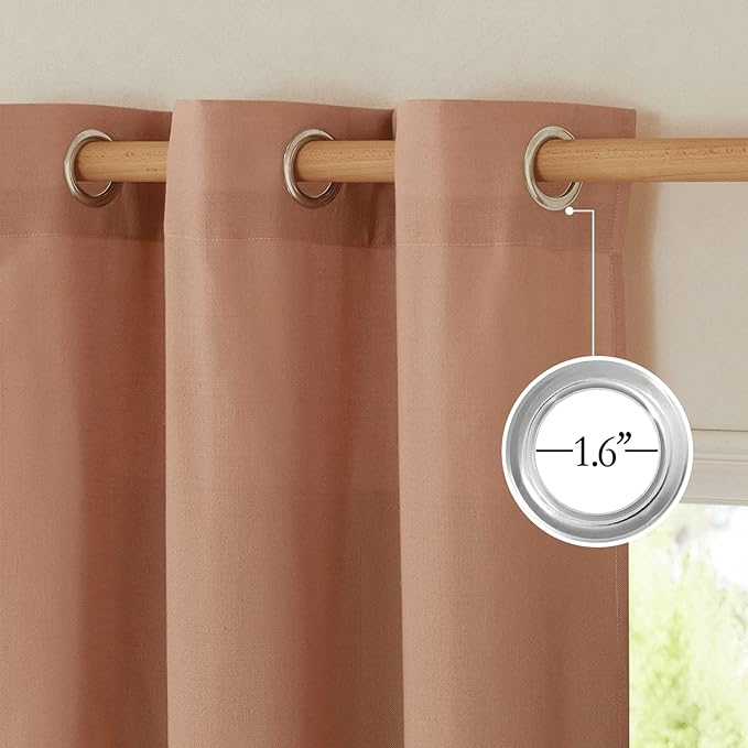 NICETOWN Rustic Linen 102 inch Long Curtains for Living Room, Grommet Privacy Added Thick Linen Weave with Light Filter Window Curtains & Drapes for Bedroom, Terracotta, W55 x L102, 2 Panels