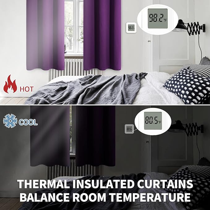 BGment Blackout Curtains - Grommet Thermal Insulated Room Darkening Bedroom and Living Room Curtain, Set of 2 Panels (52 x 95 Inch, Royal Purple)