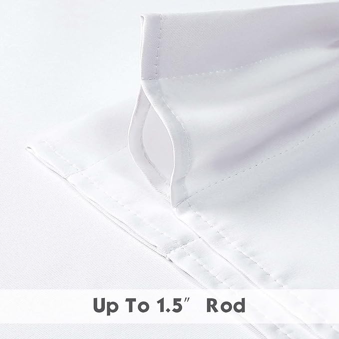 Chyhomenyc White Valances for Window, Light Filtering Short Curtains for Kitchen Bedroom Living Room, Rod Pocket Top Small Window Treatment Valance RV Bunk Panels, 60" Wx18 L, 2 Pieces