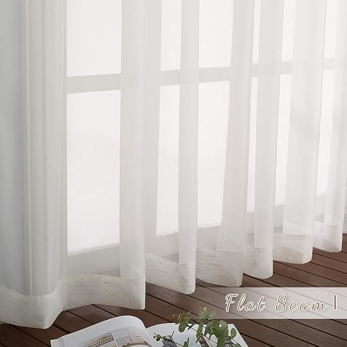 NICETOWN Voile Sheer Curtains for Bedroom Windows, Grommet Top Elegant Lightweight Window Drapes Airy Panels for Living Room/Home Office, Beige, Set of 2, W70 x L96