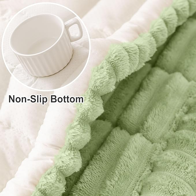 hyha Couch Covers for Dogs Washable, Non Slip Plush Dog Sofa Protectors, Fuzzy Pet Couch Covers for 3 Cushion Sofa Pet Friendly (Green, 27.6" x 82.7")