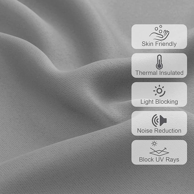 Chyhomenyc Blackout Valances for Windows, Short Window Valance Curtains for Living Room Bedroom Bathroom, Room Darkening Solid Privacy Small Kitchen Valances, 60Wx16L, 2 Pack, Silver Grey