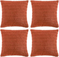 Fancy Homi 4 Packs Boho Burnt Orange Fall Decorative Throw Pillow Covers 16x16 Inch for Couch Bed Sofa, Rustic Modern Farmhouse Home Decor, Soft Plush Corduroy Cute Square Cushion Case 40x40 cm