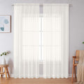 Simplebrand Ivory Sheer Curtains 84 Inches Long, Light Filtering Rod Pocket Solid Color Window Sheer Curtain Panels, Elegant Curtains & Drapes for Living Room, Bedroom 2 Panels (Ivory, 59" W x 84" L)