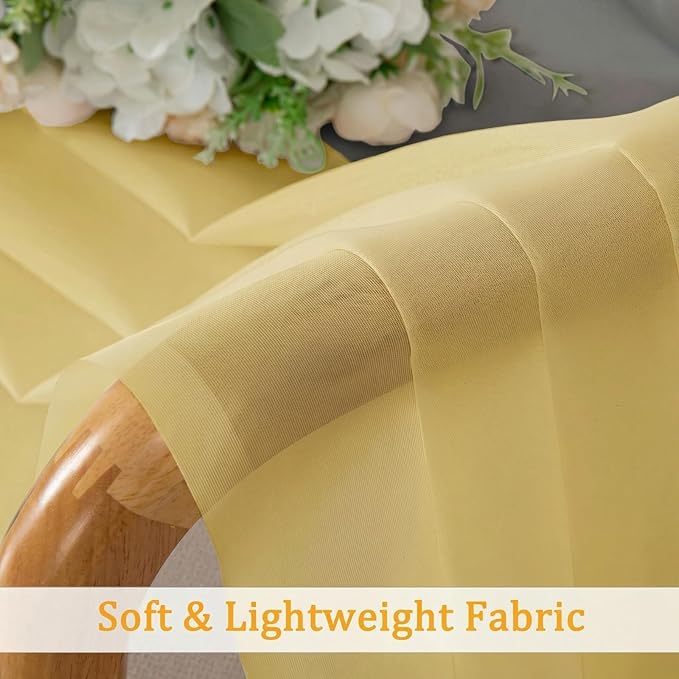 Gwine Short Kitchen Sheer Curtains 30 Inch Length - Light Filtering Voile Small Half Window Curtain for Basement, Rod Pocket Cafe Curtains for Bathroom Cabinet, 42Wx30L Inch, 2 Panels, Yellow