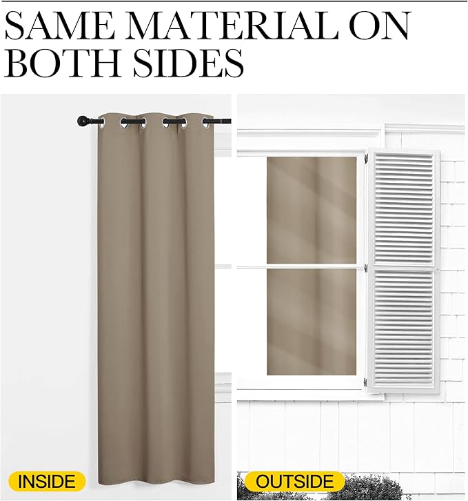 NICETOWN Room Darkening Draperies Window Curtain Panels, Taupe, 2 Panels, W60 x L84 -inch, Thermal Insulated Grommet Room Darkening Curtains for Bedroom