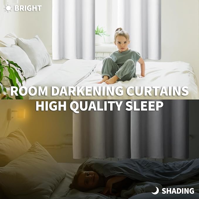 BGment Room Darkening Curtains 54 Inches Long - Grommet Thermal Insulated Drapes Window Treatment Curtains for Bedroom, 2 Panels, 38 x 54 Inch, Pure White