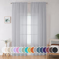 OWENIE Sheer Curtains 96 inches Long for Bedroom Living Room, Solid Light Gray Soft Fimly Sheer Curtains with Rod Pocket Top, Light Filtering Voile Sheer Farmhouse Curtains, 42Wx96L inch