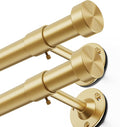 YaFex 2 Pack Heavy Duty Curtain Rods 32-120 Inch, 1 Inch Adjustable Gold Curtain Rod for Windows, Long Window Treatment Rods Set with Aluminium Finials, Modern Design
