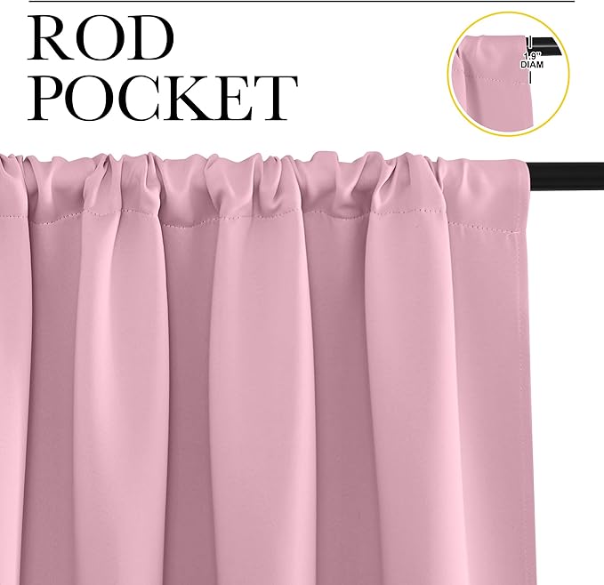 NICETOWN Blackout Curtains for RV Windows, Rouge Pink, 29" by 20", 2 Panels, Room Darkening Window Curtain Panels, Easy-Care Solid Thermal Insulated Draperies/Drapes for Daughter Room