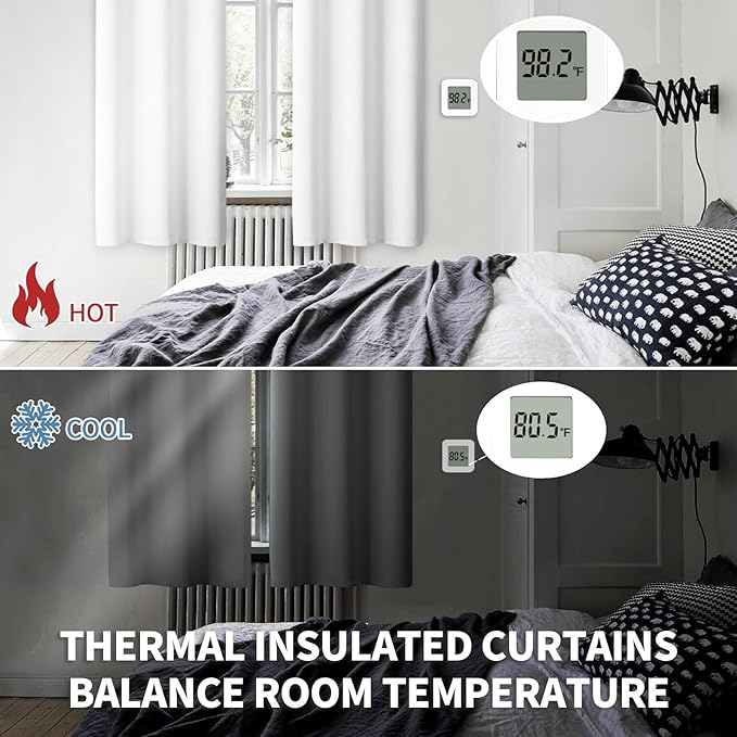 BGment Room Darkening Curtains 63 Inches Long - Grommet Thermal Insulated Drapes Window Treatment Curtains for Bedroom, 2 Panels, 38 x 63 Inch, Pure White