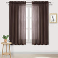 DWCN Brown Sheer Curtains Semi Transparent Voile Rod Pocket Curtains for Bedroom and Living Room, 42 x 63 inches Long, Set of 2 Panels