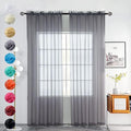 youleyar Solid Sheer Rod Pocket Curtain Voile Draperies 2 Panels White Beige Black Grey Coffee 52 Inch Width 96 Inch Long 1 Pair for Kitchen Bedroom Children Living Room Yard(Grey,52Wｘ96L)
