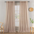 MIULEE Natural Beige Linen Curtains 108 Inches Long 2 Panels for Bedroom Living Room, Soft Linen Textured Window Drapes Semi Sheer Light Filtering Back Tab Rod Pocket Farmhouse Burlap Look Decor