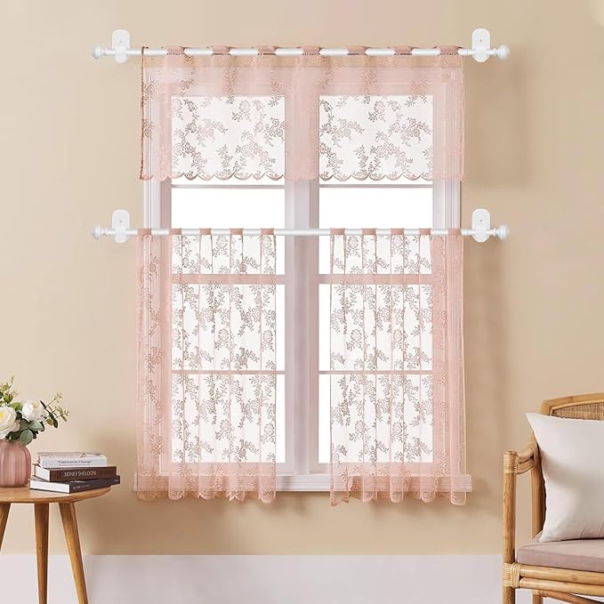 KAMANINA Curtain Rods No Drilling for Windows 16 to 30 Inches, 5/8 Inch Small Curtain Rod 2 Pack for Door Screwless with Adhesive Brackets without Drilling, White