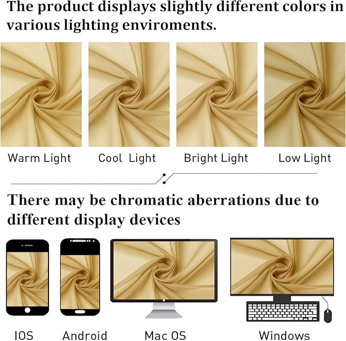 Lecloud Gold Sheer Curtains 54 Inch Length 2 Panels, Light Filtering Voile Curtain Drapes for Bedroom Windows, Dual Rod Pocket Living Room Sheer Curtains, 40 W x 54 L Inches, Gold