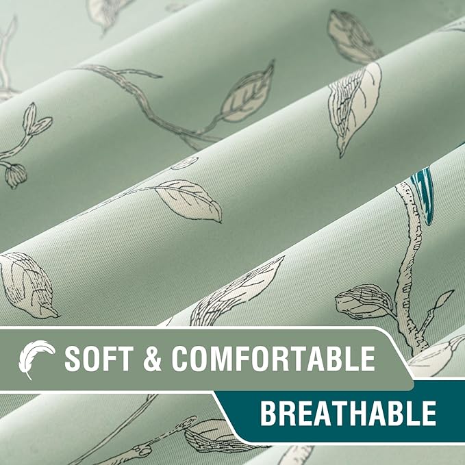 H.VERSAILTEX Blackout Curtain Valances for Kitchen Window/Living Room/Bathroom Privacy Added Rod Pocket Home Decoration Winow Valance, 52" W x 18" L, Birds in Sage