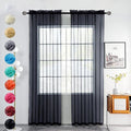 youleyar Solid Sheer Rod Pocket Curtain Voile Draperies 2 Panels White Beige Black Grey Coffee 52 Inch Width 45 Inch Long 1 Pair for Kitchen Bedroom Children Living Room Yard(Charcoal Grey,52Wｘ45L)