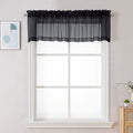 Chyhomenyc Black Sheer Valances for Windows - Light Filtering Small Kitchen Curtains, Rod Pocket Short Top Window Treatment Decor for Living Room Bathroom Basement, 42Wx16L inches, 2 Panels