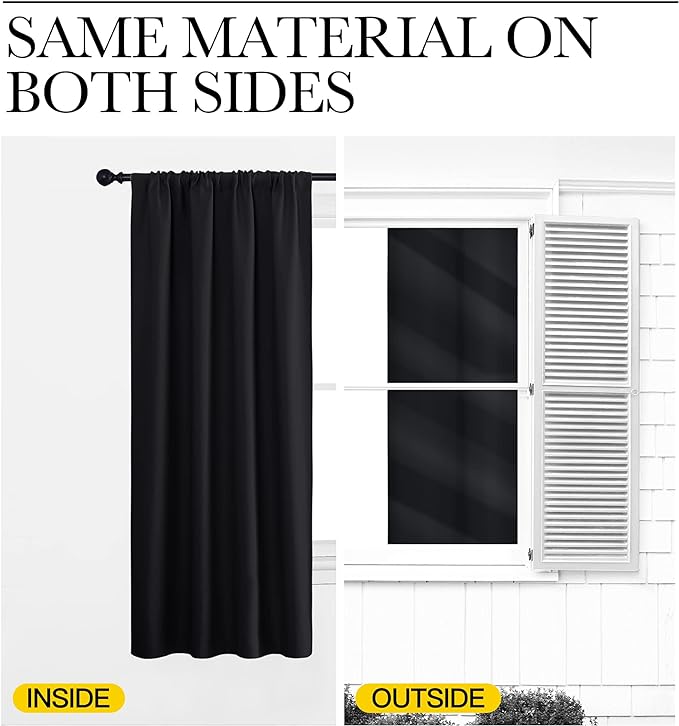 NICETOWN Short Curtains, Black Out RV Bunk Panels for Kitchen - Energy Smart Decoration Thermal Insulating Blackout Drapes/Draperies for Small Window (2 Panels, 34 inches Wide by 36 inches Long)