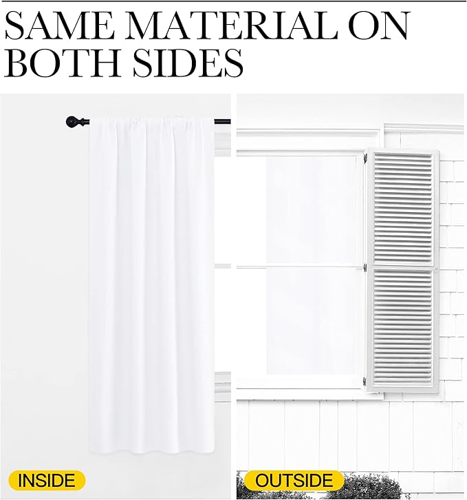 NICETOWN White Bedroom Curtain Panels - Multi-Function Noise Reducing Performance Window Treatment Thermal Insulated Rod Pocket Room Darkening Drapes for Nursery (2 Panels, 52 in x 95 in (W x L))