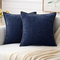 MIULEE Pack of 2 Couch Throw Pillow Covers 20x20 Inch Navy Blue Farmhouse Decorative Pillow Covers with Stitched Edge Soft Chenille Solid Dyed Spring Pillow Covers for Sofa Bed Living Room