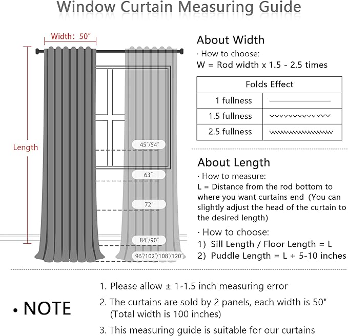 MYSKY HOME Linen Curtains for Living Room 96 Inches Long, Semi Sheer Curtains & Drapes 2 Panels Set Natural Floor to Ceiling Curtain Farmhouse Country Home Decor for Sliding Glass Door, 50" Wide