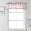 Lecloud Leia 14 Inch Blush Pink Sheer Valances for Windows 2 Pcs, Airy Jacquard Leaf Textured Short Curtains for Living Room Kitchen Bedroom Basement, Dual Rod Pockets Small Curtain, 28" W x 14" L