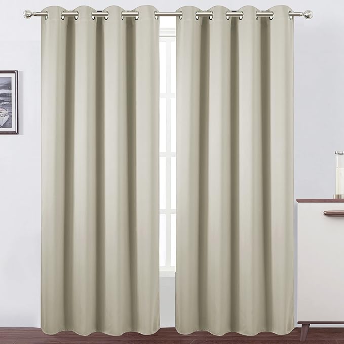 LEMOMO Light Beige Thermal Blackout Curtains/52 x 95 Inch/Set of 2 Panels Room Darkening Curtains