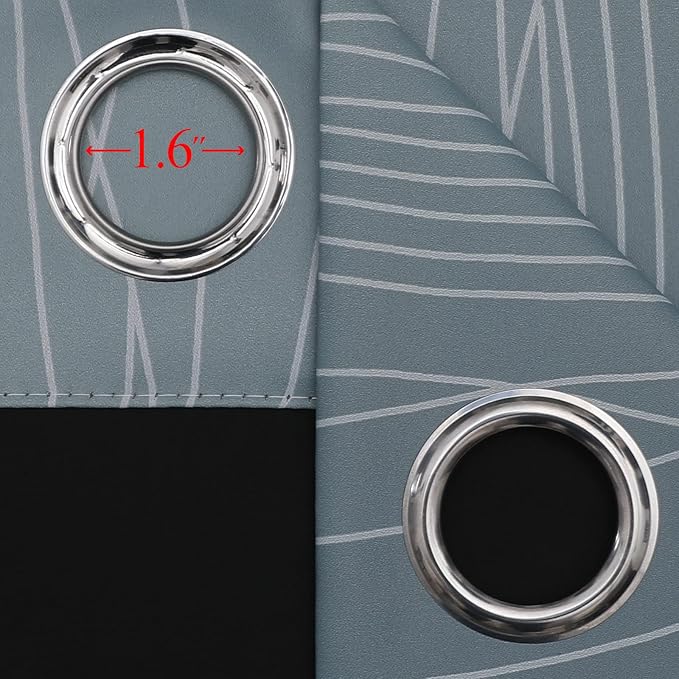 Estelar Textiler Stone Blue and Greyish White Blackout Curtains 54 Inch Length, Light Blocking Gradient Grommet Drapes for Living Room, Thermal Insulated Ombre Curtains for Bathroom,52Wx54L,2 Panels