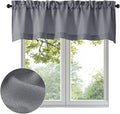 OWENIE Bob Valance Curtains 18 Inch Length 1 Piece, Faux Linen Slub Solid Dark Grey Kitchen Valance for Bedroom Living Room, Farmhouse Soft Airy Rod Pocket Small Window Curtain, Each 60Wx18L Inch