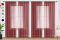 SpaceDresser Burgundy Sheer Curtains 4 Panels Rod Pocket Semi-Sheer Curtain 72 Inches Long Light Filtering Voile Window Drapes for Bedroom Living Room Kitchen, Each 52W x 72L