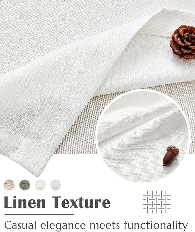 jinchan Curtain Light Filtering Kitchen for Living Room Bedroom Small Windows Valance 18 Inch Double Layer Farmhouse Window Rustic Overlay Rod Pocket 1 Panel White