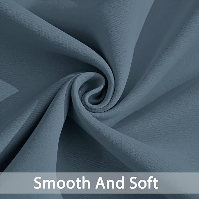 Yakamok Blackout Curtains Room Darkening Thermal Insulated Window Panels,Solid Grommet Top Drapes for Bedroom/Living Room(62Wx72L, Stone Blue, 2 Panels)